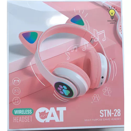 Audífonos Bluetooth Tipo Oreja de Gato con Luz Led STN-28